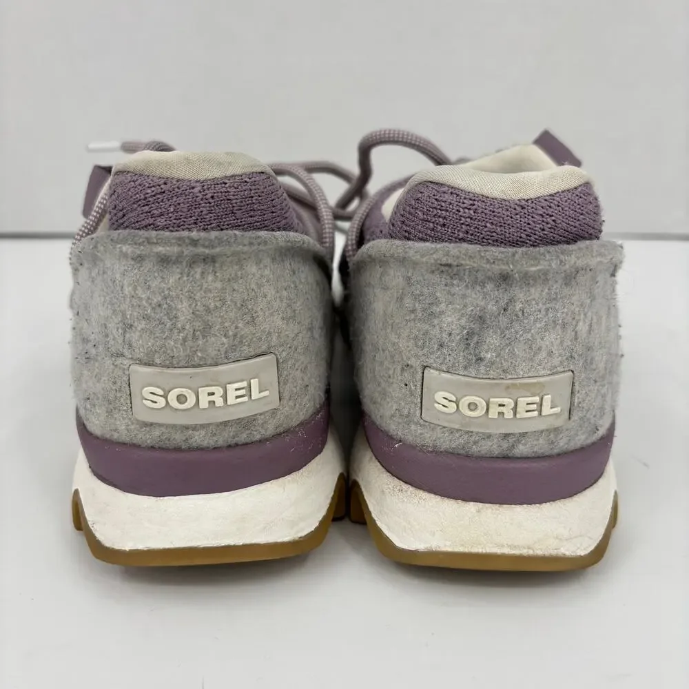 Sorel Kinetic Sneakers Women Size 9 Lavender Gray Knit Lace Up Athletic‎ Casual